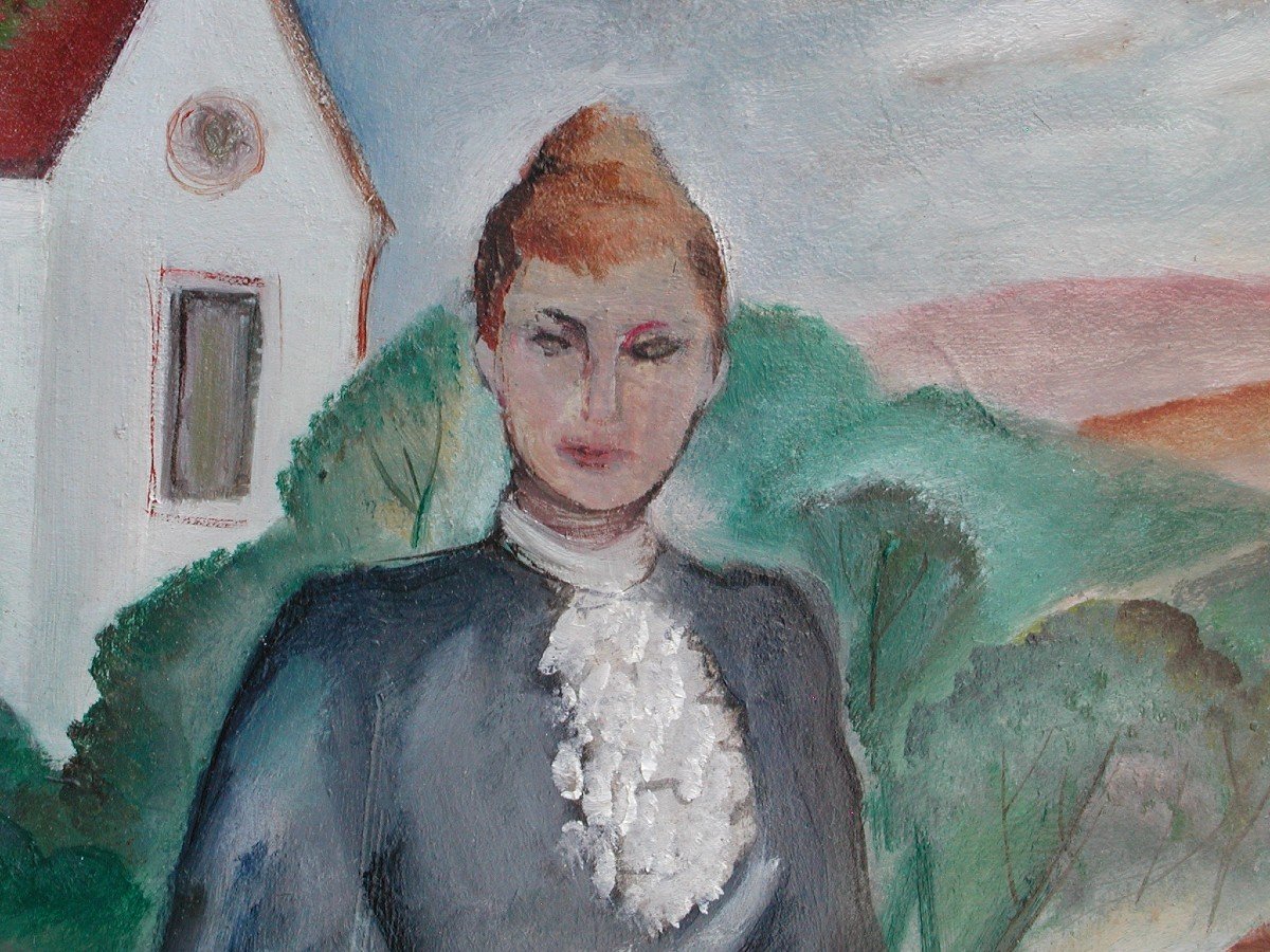 Mercedes LEGRAND "Portrait de famille"  huile sur carton 46x38-photo-2